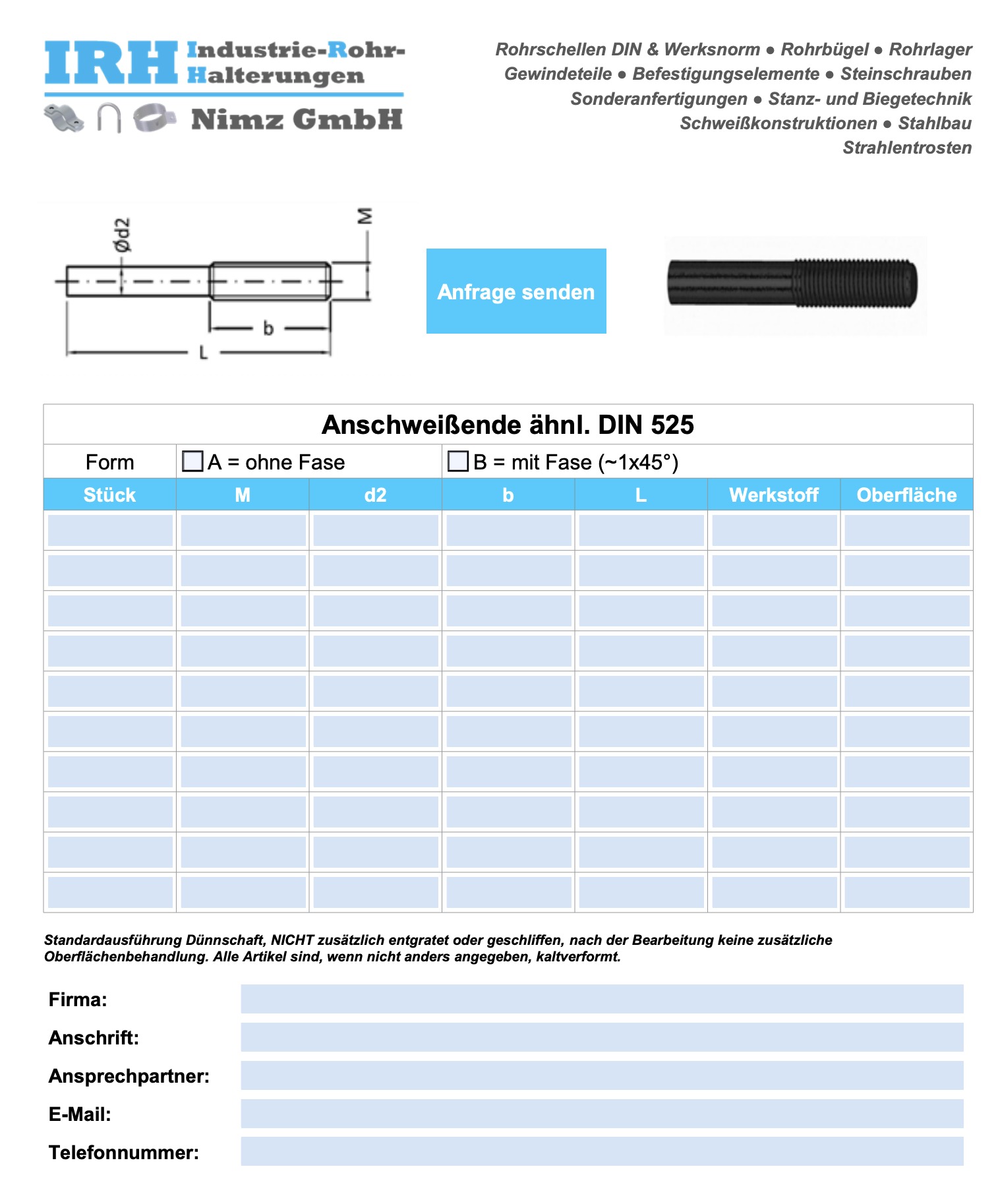 Anfrageblatt Rundstahlbügel
