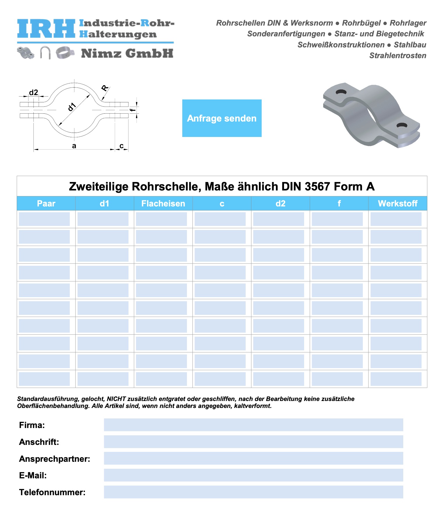 Anfrageblatt Rundstahlbügel
